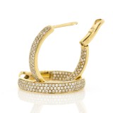 0.68 Cts. 14K Yellow Gold Inside Out Diamond Hoop Earrings